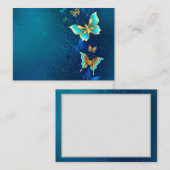 Golden Butterflies op een blauwe achtergrond Contactkaartje (Voorkant / Achterkant)