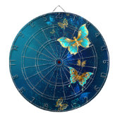 Golden Butterflies op een blauwe achtergrond Dartbord (Voorkant)