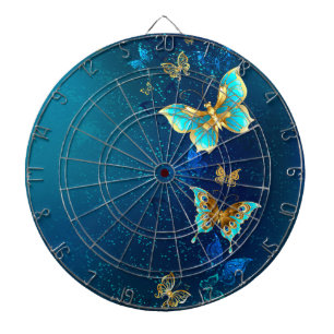 Golden Butterflies op een blauwe achtergrond Dartbord