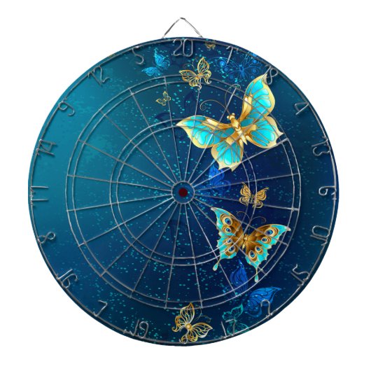 Golden Butterflies op een blauwe achtergrond Dartbord (Voorkant)