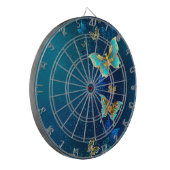 Golden Butterflies op een blauwe achtergrond Dartbord (Voorkant Links)