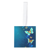 Golden Butterflies op een blauwe achtergrond Decoratie (Voorkant)