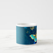 Golden Butterflies op een blauwe achtergrond Espresso Kop (Voorkant)