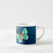 Golden Butterflies op een blauwe achtergrond Espresso Kop (Rechts)