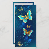Golden Butterflies op een blauwe achtergrond Feestdagenkaart (Voorkant / Achterkant)