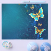 Golden Butterflies op een blauwe achtergrond Flyer (Enkel)