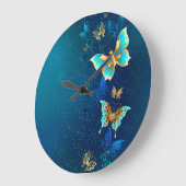 Golden Butterflies op een blauwe achtergrond Grote Klok (Hoek)