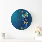 Golden Butterflies op een blauwe achtergrond Grote Klok (Huis)