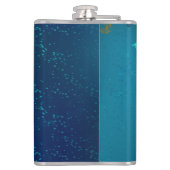 Golden Butterflies op een blauwe achtergrond Heupfles (Achterkant)