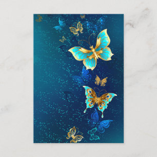 Golden Butterflies op een blauwe achtergrond Informatiekaartje