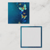 Golden Butterflies op een blauwe achtergrond Informatiekaartje (Voorkant / Achterkant)