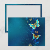 Golden Butterflies op een blauwe achtergrond Informatiekaartje (Voorkant / Achterkant)
