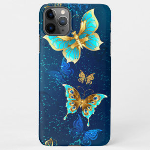 Golden Butterflies op een blauwe achtergrond iPhone 11Pro Max Hoesje