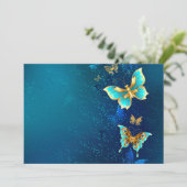 Golden Butterflies op een blauwe achtergrond Kaart (Staand voorkant)
