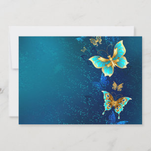 Golden Butterflies op een blauwe achtergrond Kaart