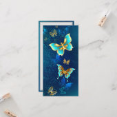 Golden Butterflies op een blauwe achtergrond Kaart (Voorkant / Achterkant in situ)