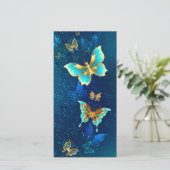 Golden Butterflies op een blauwe achtergrond Kaart (Staand voorkant)