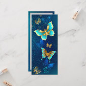 Golden Butterflies op een blauwe achtergrond Kaart (Voorkant / Achterkant in situ)