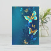 Golden Butterflies op een blauwe achtergrond Kaart (Staand voorkant)