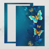 Golden Butterflies op een blauwe achtergrond Kaart (Voorkant / Achterkant)