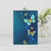 Golden Butterflies op een blauwe achtergrond Kaart (Staand voorkant)