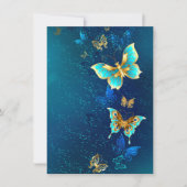Golden Butterflies op een blauwe achtergrond Kaart (Voorkant)