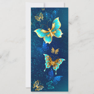 Golden Butterflies op een blauwe achtergrond Kaart