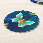 Golden Butterflies op een blauwe achtergrond Kartonnen Onderzetters (Gekanteld)