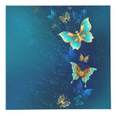 Golden Butterflies op een blauwe achtergrond Kubus (Rechts)