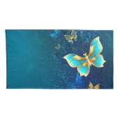 Golden Butterflies op een blauwe achtergrond Kussensloop (Achterkant-Rechts)