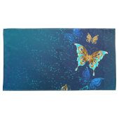 Golden Butterflies op een blauwe achtergrond Kussensloop (Voorkant-Rechts)
