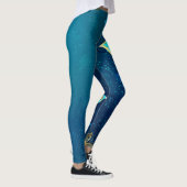 Golden Butterflies op een blauwe achtergrond Leggings (Rechts)