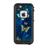 Golden Butterflies op een blauwe achtergrond LifeProof iPhone Hoesje (Achterkant)