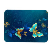 Golden Butterflies op een blauwe achtergrond Magneet (Horizontaal)