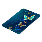 Golden Butterflies op een blauwe achtergrond Magneet (Linkerzijde)