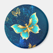 Golden Butterflies op een blauwe achtergrond Magneet (Voorkant)