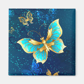 Golden Butterflies op een blauwe achtergrond Magneet (Voorkant)