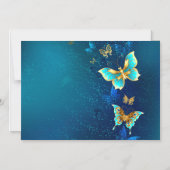 Golden Butterflies op een blauwe achtergrond Magnetische Uitnodiging (Voorkant)
