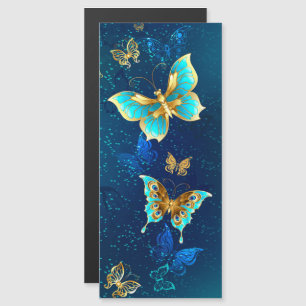 Golden Butterflies op een blauwe achtergrond Magnetische Uitnodiging