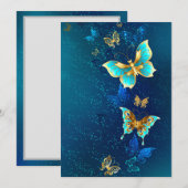 Golden Butterflies op een blauwe achtergrond Menu (Voorkant / Achterkant)