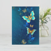 Golden Butterflies op een blauwe achtergrond Menu (Staand voorkant)