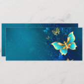Golden Butterflies op een blauwe achtergrond Menu (Voorkant / Achterkant)