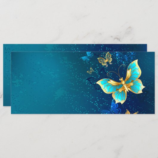 Golden Butterflies op een blauwe achtergrond Menu (Voorkant / Achterkant)