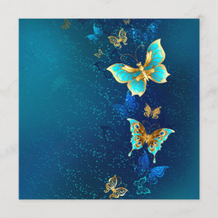 Golden Butterflies op een blauwe achtergrond Menu