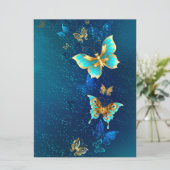 Golden Butterflies op een blauwe achtergrond Menu (Staand voorkant)
