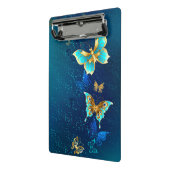 Golden Butterflies op een blauwe achtergrond Mini Klembord (Angled2)