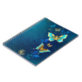 Golden Butterflies op een blauwe achtergrond Notitieboek (Linkerzijde)