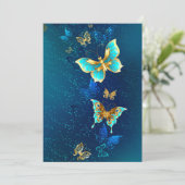 Golden Butterflies op een blauwe achtergrond Programmakaart (Staand voorkant)