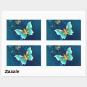 Golden Butterflies op een blauwe achtergrond Rechthoekige Sticker (Vel)