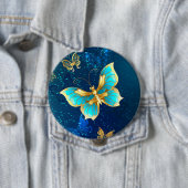 Golden Butterflies op een blauwe achtergrond Ronde Button 4,0 Cm (In situ)